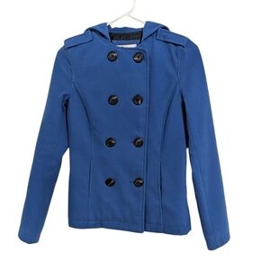 SO Royal Blue Hooded Peacoat Hooded Lined Juniors XS